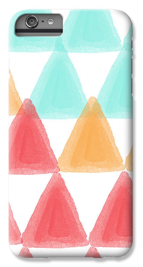 Triangles iPhone 6 Plus Case featuring the painting Trifold- colorful abstract pattern painting by Linda Woods