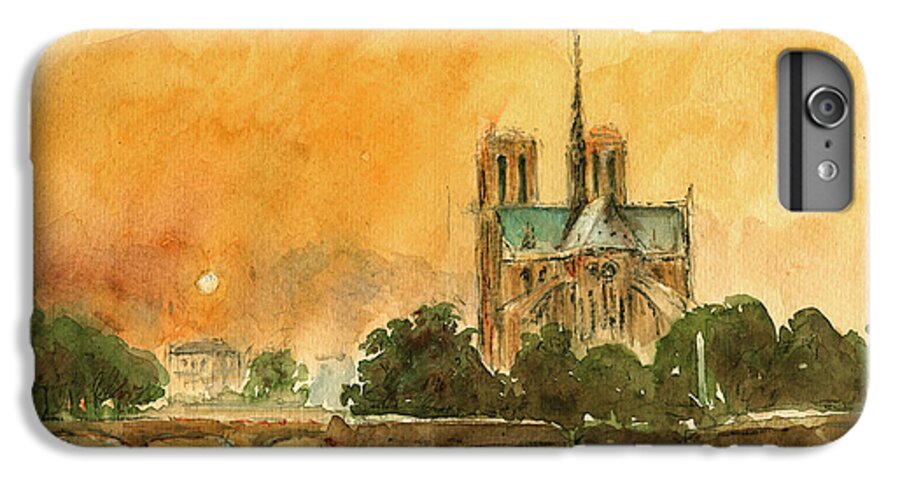 Paris Art iPhone 6 Plus Case featuring the painting Paris Notre Dame #2 by Juan Bosco