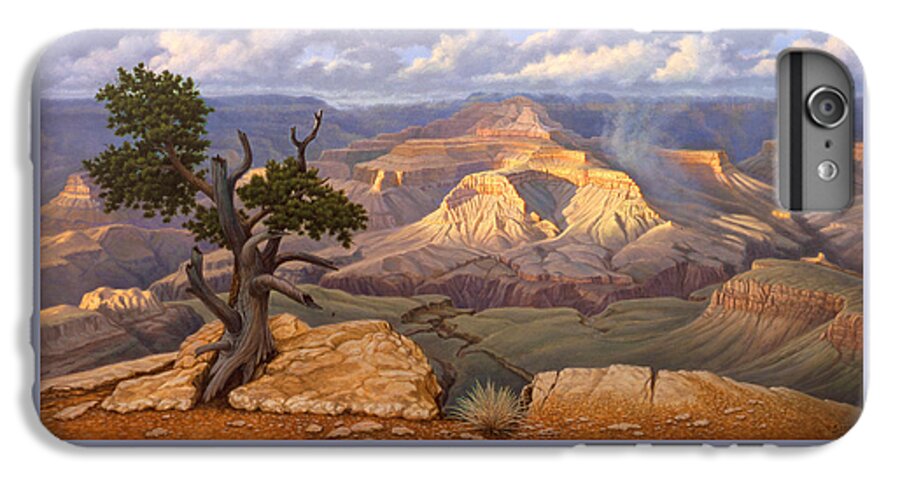 South Rim iPhone 6 Plus Case featuring the painting Zoroaster Temple from Yaki Point #2 by Paul Krapf