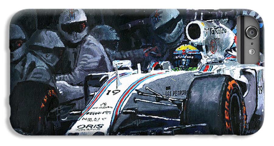 Painting iPhone 6 Plus Case featuring the painting 2015 Williams FW37 F1 Pit Stop Spain GP Massa by Yuriy Shevchuk