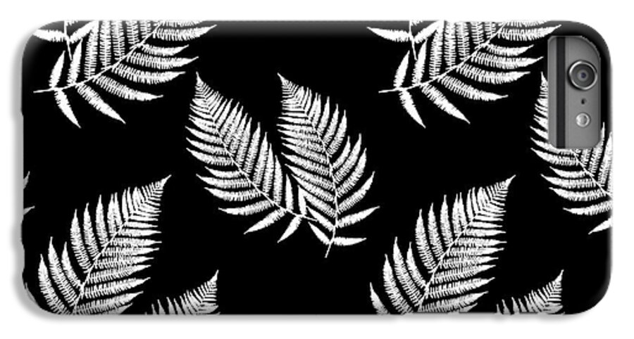 Fern Leaves iPhone 6 Plus Case featuring the mixed media Fern Pattern Black and White by Christina Rollo