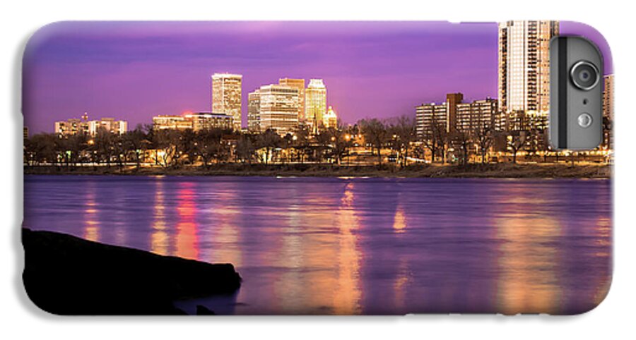 America iPhone 6 Plus Case featuring the photograph Downtown Tulsa Oklahoma - University Tower View - Purple Skies by Gregory Ballos