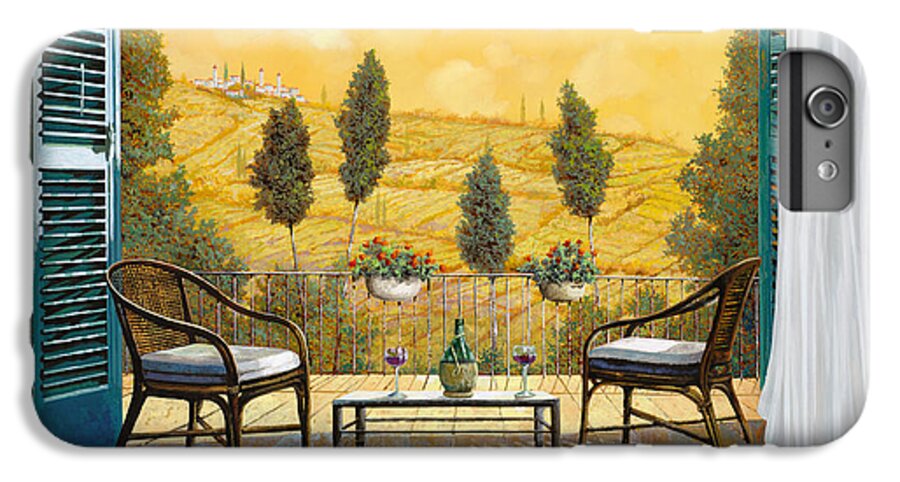 Terrace iPhone 6 Plus Case featuring the painting due bicchieri di Chianti by Guido Borelli
