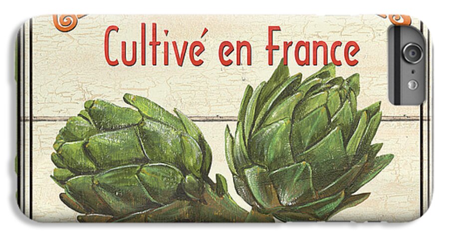 Artichokes iPhone 6 Plus Case featuring the painting French Vegetable Sign 2 by Debbie DeWitt