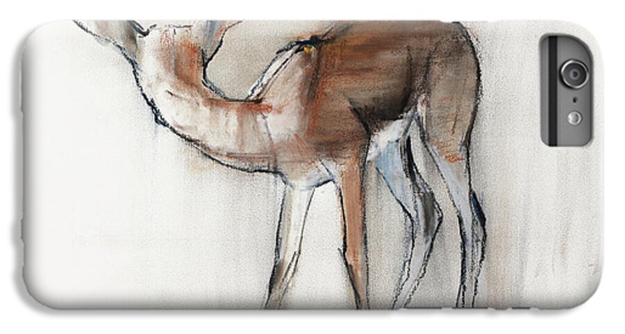 Gazelle Fawn iPhone 6 Plus Case featuring the painting Gazelle Fawn Arabian Gazelle by Mark Adlington