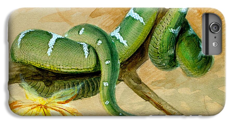 Snake iPhone 6 Plus Case featuring the painting Green Boa by Joseph Wolf