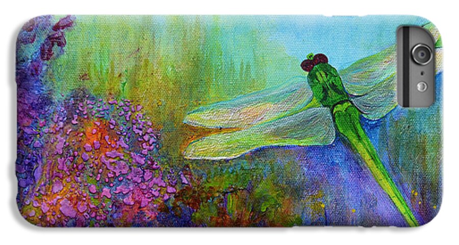 Dragonfly iPhone 6 Plus Case featuring the painting Green Dragonfly by Claire Bull