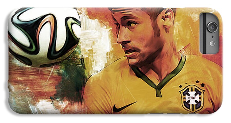 Neymar iPhone 6 Plus Case featuring the painting Neymar 05d by Gull G
