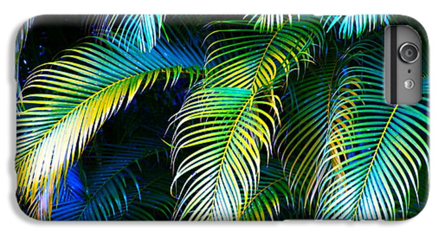 Blue iPhone 6 Plus Case featuring the photograph Palm Leaves in Blue by Karon Melillo DeVega