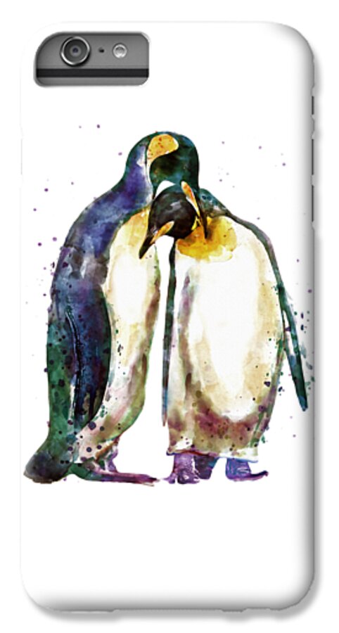 Marian Voicu iPhone 6 Plus Case featuring the painting Penguin Couple by Marian Voicu