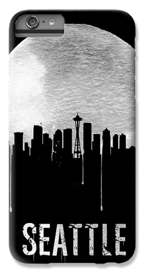 Seattle iPhone 6 Plus Case featuring the painting Seattle Skyline Black by Naxart Studio