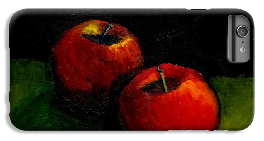 Red iPhone 6 Plus Case featuring the painting Two Red Apples Still Life by Michelle Calkins
