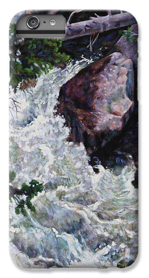 Waterfall iPhone 6 Plus Case featuring the painting Rushing Stream Colorado by John Lautermilch