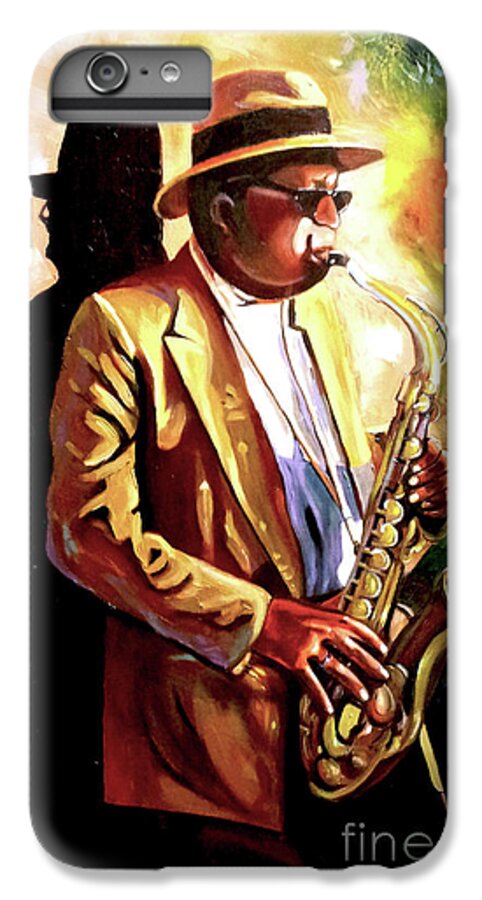Sax iPhone 6 Plus Case featuring the painting Sax Player by Jose Manuel Abraham