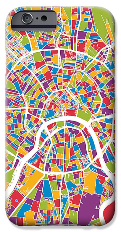 Map Art iPhone 6s Case featuring the digital art Moscow City Street Map #1 by Michael Tompsett