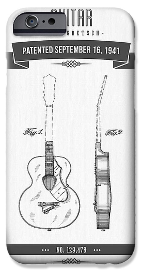 Guitar Patent iPhone 6s Case featuring the digital art 1941 Guitar Patent Drawing by Aged Pixel