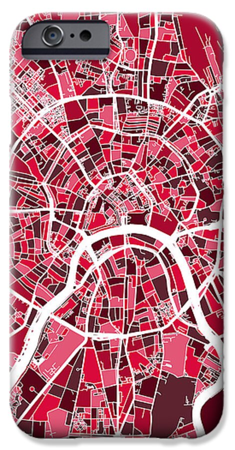 Map Art iPhone 6s Case featuring the digital art Moscow City Street Map #2 by Michael Tompsett