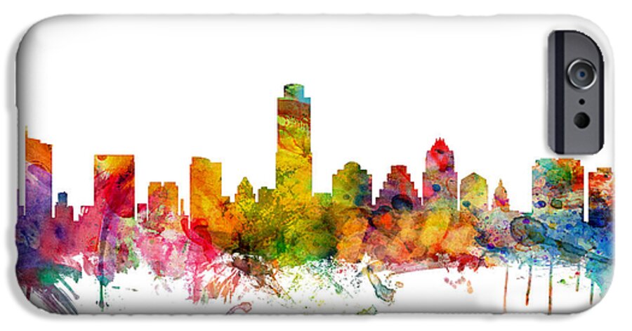 United States iPhone 6s Case featuring the digital art Austin Texas Skyline #3 by Michael Tompsett