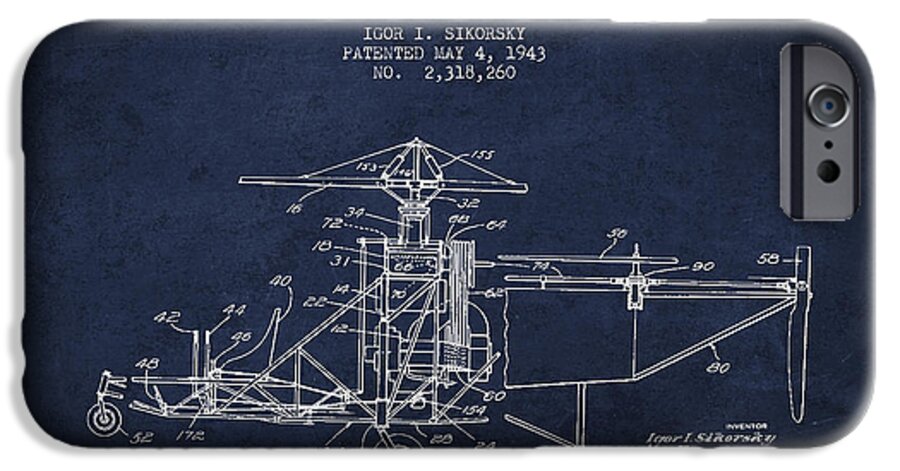 Helicopter iPhone 6s Case featuring the digital art Sikorsky Helicopter patent Drawing from 1943 #2 by Aged Pixel
