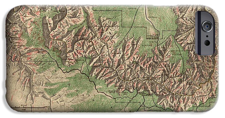 Grand Canyon National Park iPhone 6s Case featuring the drawing Antique Map of Grand Canyon National Park by the National Park Service - 1926 by Blue Monocle