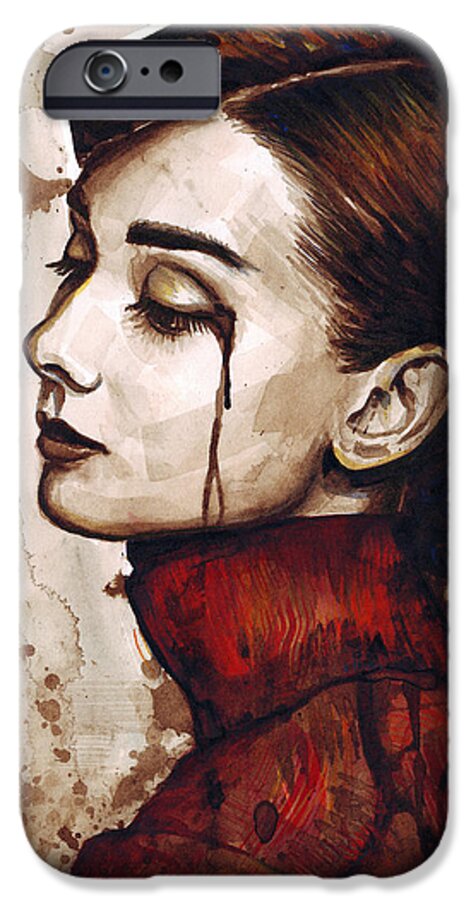 Audrey Hepburn iPhone 6s Case featuring the painting Audrey Hepburn Portrait by Olga Shvartsur