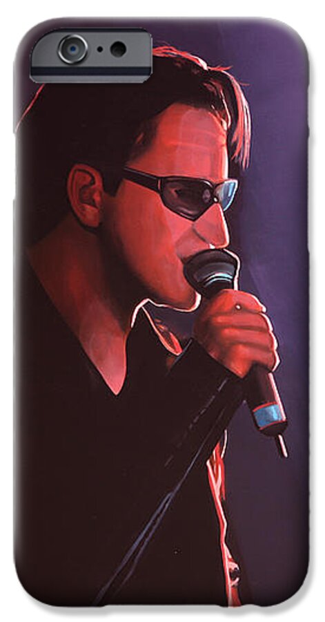 U2 iPhone 6s Case featuring the painting Bono U2 by Paul Meijering