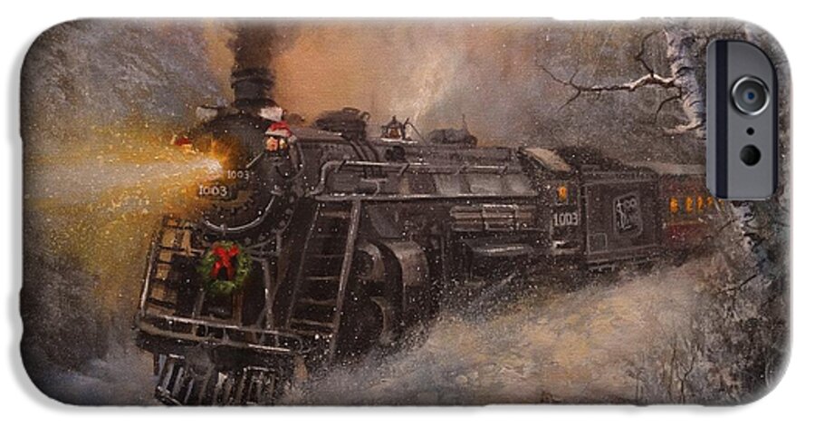 Trains iPhone 6s Case featuring the painting Christmas Train in Wisconsin by Tom Shropshire