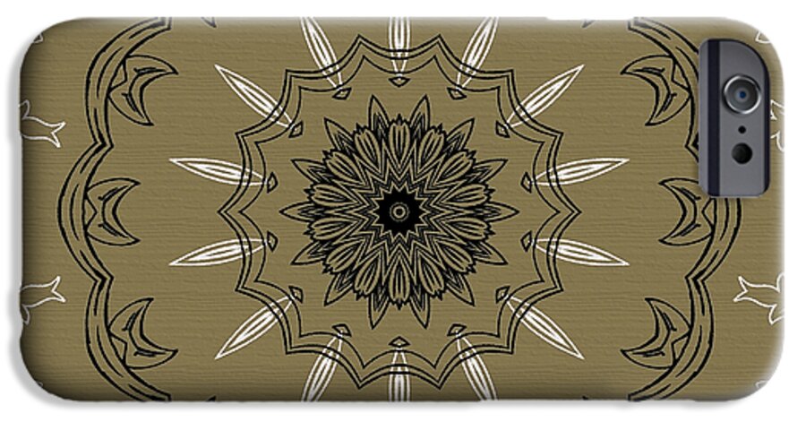 Intricate iPhone 6s Case featuring the digital art Coffee Flowers 3 Olive Ornate Medallion by Angelina Tamez
