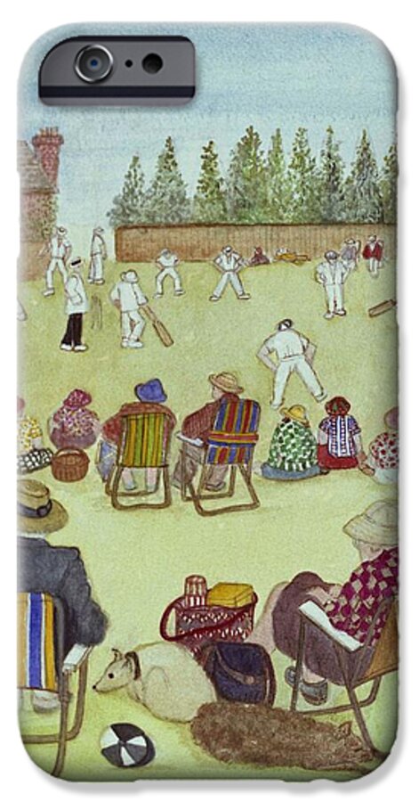 Cricket iPhone 6s Case featuring the photograph Cricket On The Green, 1987 Watercolour On Paper by Gillian Lawson