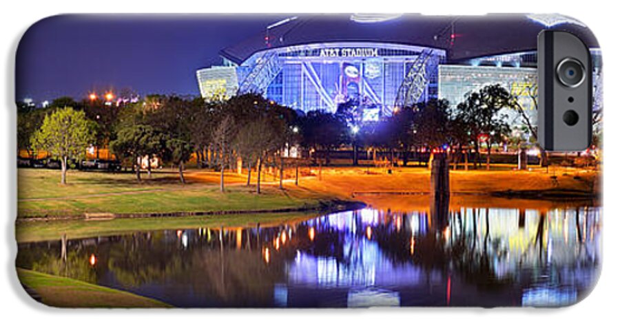 Dallas Cowboys iPhone 6s Case featuring the photograph Dallas Cowboys Stadium at NIGHT ATT Arlington Texas Panoramic Photo by Jon Holiday