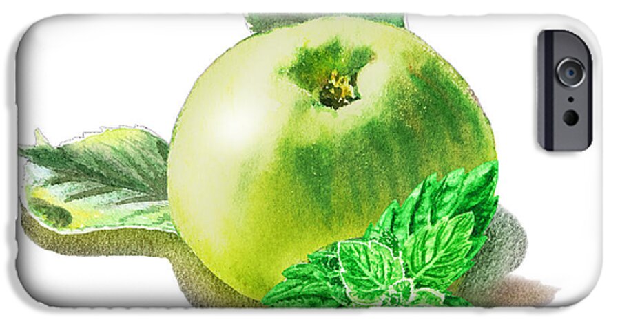 Green Apple iPhone 6s Case featuring the painting Green Apple And Mint Happy Union by Irina Sztukowski