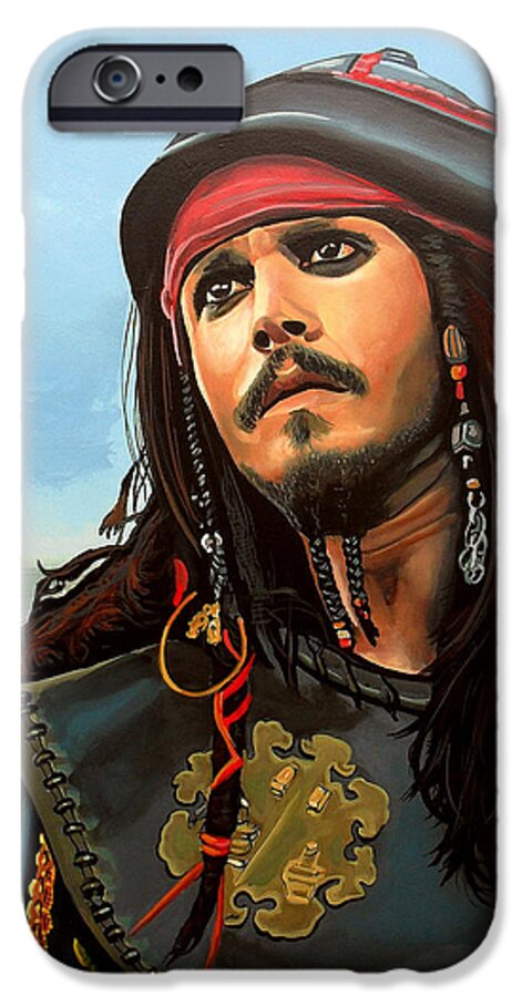 Johnny Depp iPhone 6s Case featuring the painting Johnny Depp as Jack Sparrow by Paul Meijering