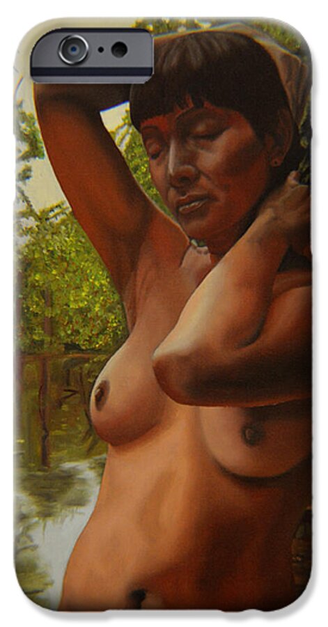 Nude iPhone 6s Case featuring the painting May Morning Arkansas River 4 by Thu Nguyen