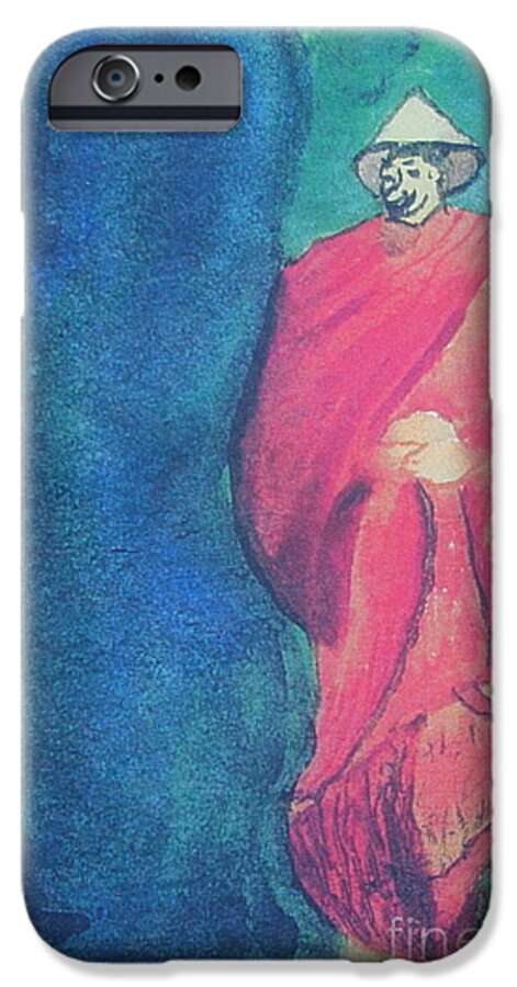 Monk; Waterfall iPhone 6s Case featuring the painting Monk by Debbie Nester