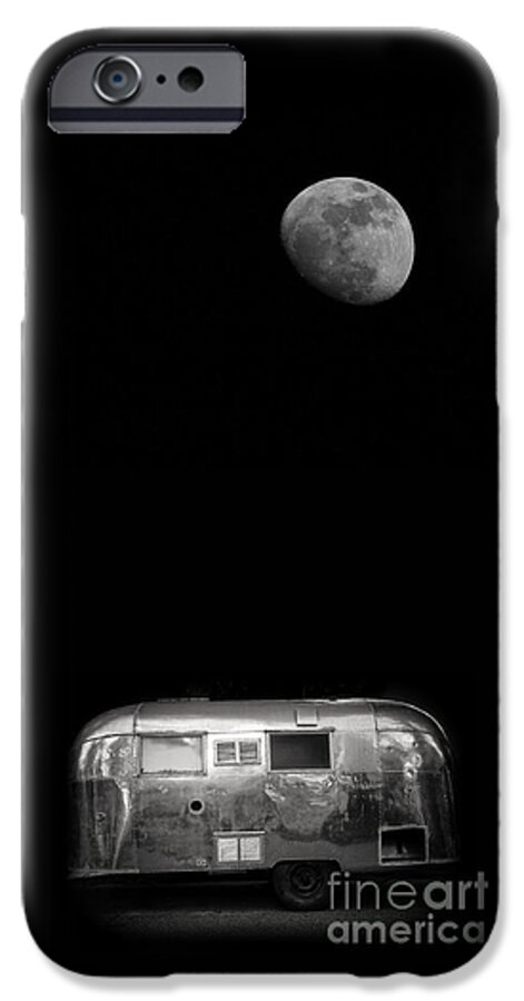 Black iPhone 6s Case featuring the photograph Moonrise over Airstream by Edward Fielding