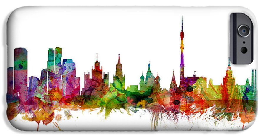 Watercolour iPhone 6s Case featuring the digital art Moscow Russia Skyline by Michael Tompsett