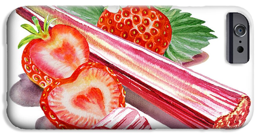 Rhubarb iPhone 6s Case featuring the painting Rhubarb Strawberry by Irina Sztukowski