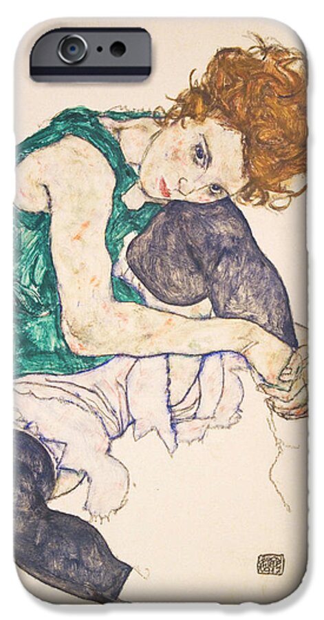 Egon Schiele iPhone 6s Case featuring the painting Seated Woman with Legs Drawn Up. Adele Herms by Egon Schiele