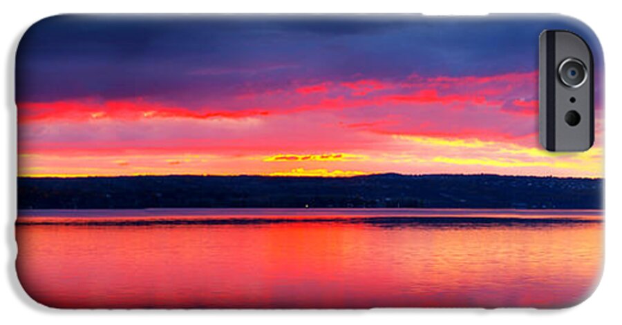 Lake iPhone 6s Case featuring the photograph Sunrise in Cayuga Lake Ithaca New York Panoramic Photography by Paul Ge