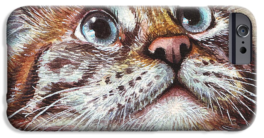 Kitty iPhone 6s Case featuring the painting Surprised Kitty by Olga Shvartsur
