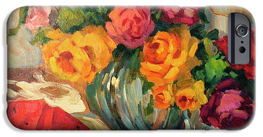 Watermelon And Roses iPhone 6s Case featuring the painting Watermelon and Roses by Diane McClary