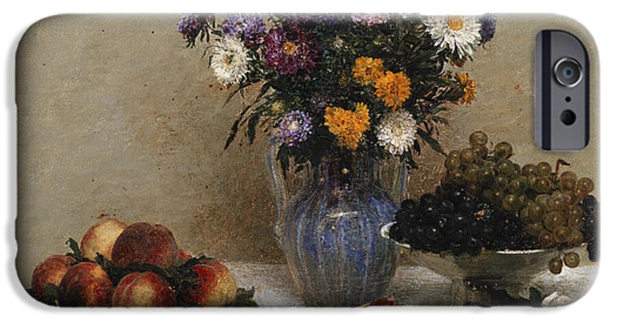 Still-life iPhone 6s Case featuring the painting White Roses and Chrysanthemums by Henri Fantin-Latour