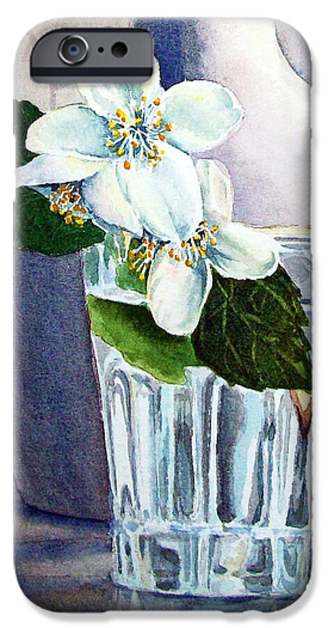 White iPhone 6s Case featuring the painting White White Jasmine by Irina Sztukowski