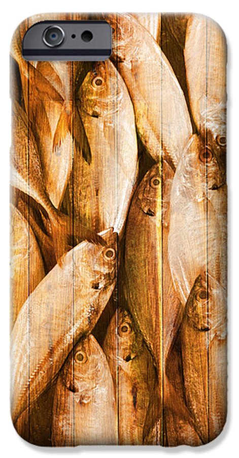 Backdrop iPhone 6s Case featuring the photograph Fish Pattern On Wood by Setsiri Silapasuwanchai