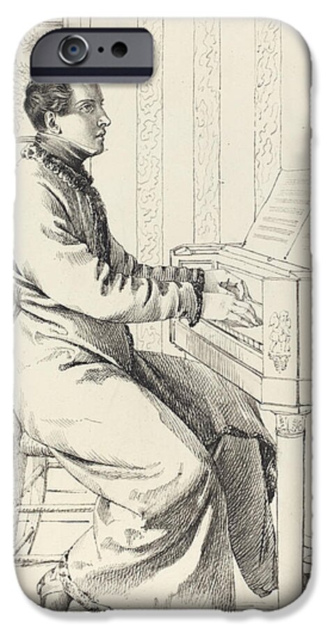 Hans Daniel Ludwig Friedrich Hassenpflug iPhone 6s Case featuring the drawing Preparing to Play the Piano by Ludwig Emil Grimm