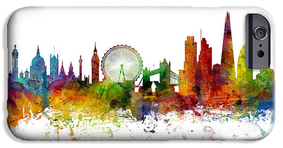 London iPhone 6s Case featuring the digital art London England Skyline Panoramic #1 by Michael Tompsett