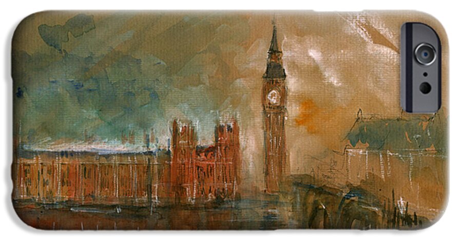 London Art iPhone 6s Case featuring the painting London watercolor painting #1 by Juan Bosco