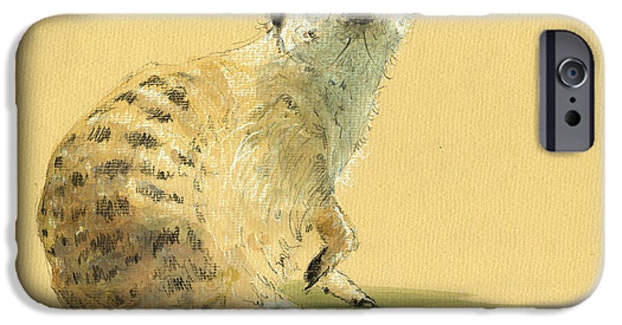 Meerkat iPhone 6s Case featuring the painting Meerkat or Suricate painting #3 by Juan Bosco