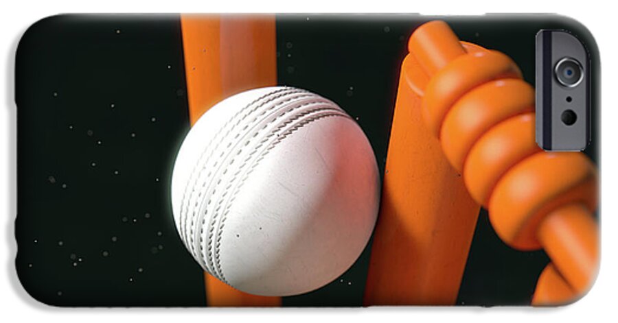 Action iPhone 6s Case featuring the digital art Cricket Ball Hitting Wickets #15 by Allan Swart