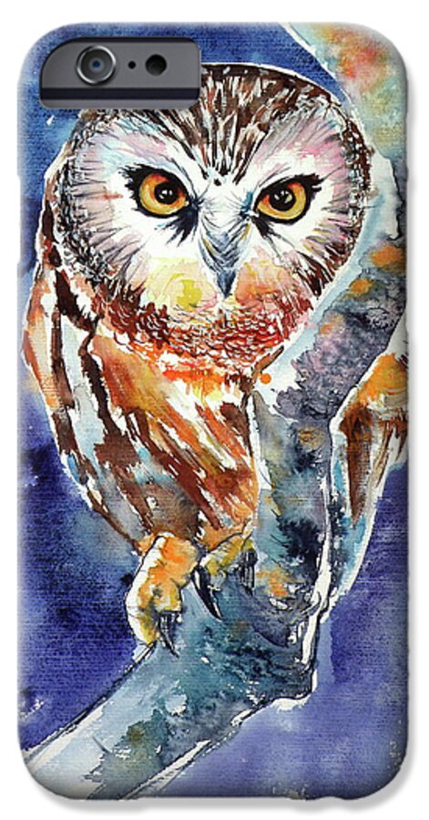 Owl iPhone 6s Case featuring the painting Owl at night #3 by Kovacs Anna Brigitta